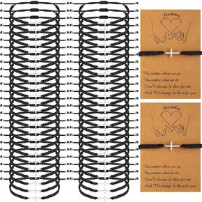 Sasylvia 50 Sets Cross Bracelet Adjustable Christian Bracelets Bulk for Women Men Mens Cross Charm Braided String Bracelets Jesus Bracelets Kabbalah Strand Lucky Bracelets Friendship Gift