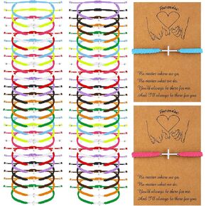 Sasylvia 50 Sets Cross Bracelet Adjustable Christian Bracelets Bulk for Women Men Mens Cross Charm Braided String Bracelets Jesus Bracelets Kabbalah Strand Lucky Bracelets Friendship Gift in Saudi Arabia