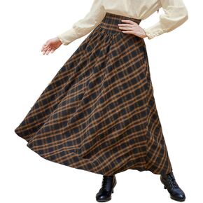 Scarlet Darkness Victorian Skirts for Women Plaid Maxi High Waist Long Skirt in Saudi Arabia