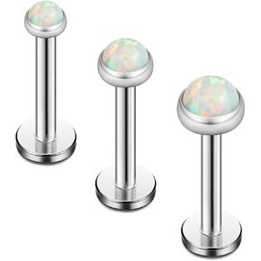 Ruifan أوبال مرصع بالجواهر داخليا الخيوط الفولاذ المقاوم للصدأ Labret مونرو الشفاه الدائري الزنمة اللولب القرط مربط 16 جرام 5/16 "8 مللي متر 3-12 قطعة in Kuwait