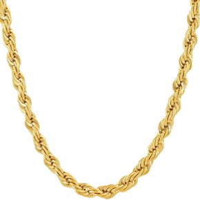 LIFETIME JEWELRY قلادة سلسلة حبل 6 مم للنساء والرجال مطلية بالذهب الحقيقي عيار 24 قيراط