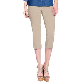 SLIM-SATION Women's Wide Band Pull on Straight Leg Capri with Tummy Control