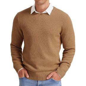 NITAGUT Men's Crewneck Sweater Soft Casual Classic Pullover Knitwear Lightweight Sweaters with Ribbing Edge