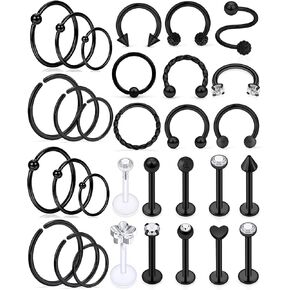 Ocptiy 16G Cartilage Earrings Studs Forward Helix Tragus Earrings Hoops 316L Surgical Steel Silver Hypaollergenic Labret Lip Medusa Monroe Piercings Rings Studs Piercing Jewelry for Women Men 8mm in Kuwait