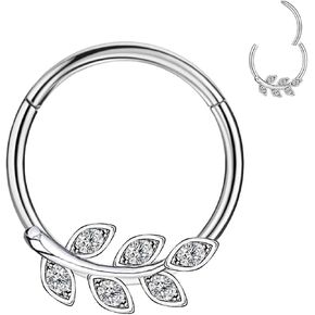 CHARMONLINE 16G 316L Stainless Steel Earring Hoop Cluster CZ Hinged Segment Clicker Daith 8/10mm Inside Diameter Clicker Helix Ear Piercings for Women Men in Saudi Arabia