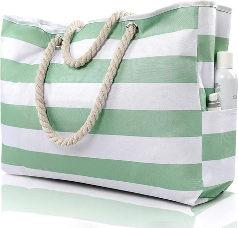 حقيبة شاطئ كلوثيريلي للنساء - حقيبة كبيرة للشاطئ، حقيبة شاطئ مقاومة للماء مع سحاب، حقيبة شاطئ كبيرة لحمام السباحة in Kuwait