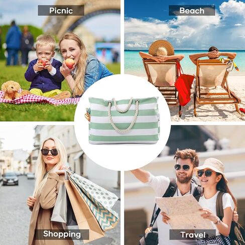 حقيبة شاطئ كلوثيريلي للنساء - حقيبة كبيرة للشاطئ، حقيبة شاطئ مقاومة للماء مع سحاب، حقيبة شاطئ كبيرة لحمام السباحة in Kuwait