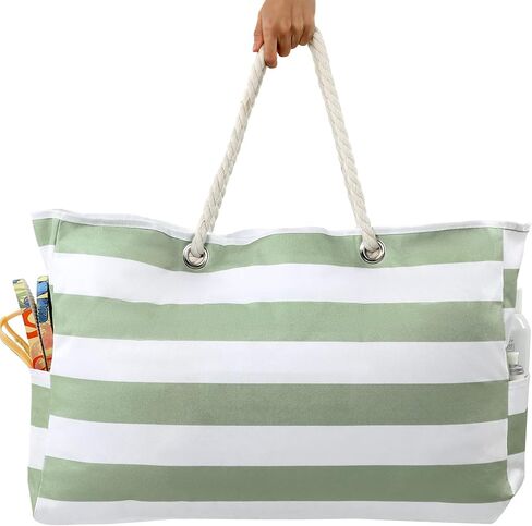 حقيبة شاطئ كلوثيريلي للنساء - حقيبة كبيرة للشاطئ، حقيبة شاطئ مقاومة للماء مع سحاب، حقيبة شاطئ كبيرة لحمام السباحة in Kuwait