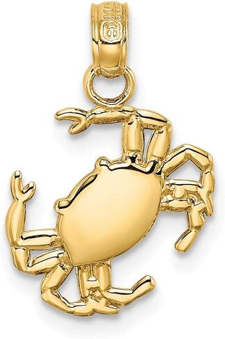 Solid 14k Yellow Gold 2-D Textured Crab Charm Pendant - 11mm x 12mm in Saudi Arabia