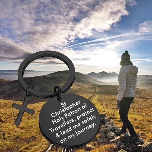 bobauna St Christopher Traveller Keychain Religious Safe Travel Gift in Kuwait