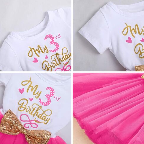 It's My 1st/2nd Birthday Cake Smash One Party Dress for Baby Girls Princess Shiny Sequin Bow Tutu Gown W/Headband Clothes Set in Kuwait