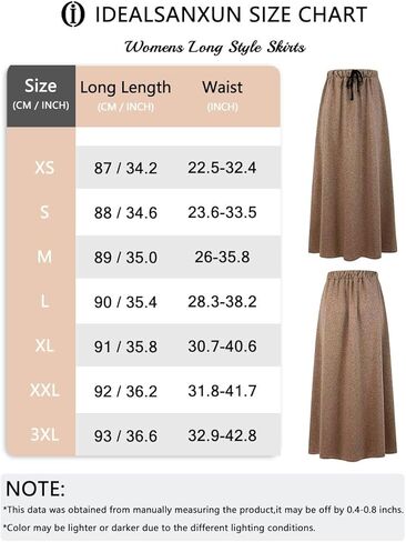 IDEALSANXUN Fleece Lined Long Skirts for Womens Elastic Waist Aline Warm Winter Skirts with Pockets in Kuwait