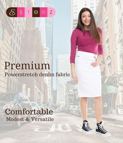 ESTEEZ Women's Denim Pencil Skirt- Stretch Jean Knee Length – Brooklyn in Kuwait