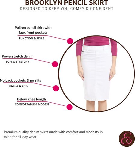 ESTEEZ Women's Denim Pencil Skirt- Stretch Jean Knee Length – Brooklyn in Kuwait