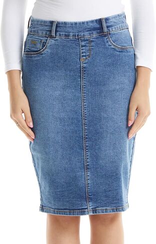 ESTEEZ Women's Denim Pencil Skirt- Stretch Jean Knee Length – Brooklyn in Kuwait