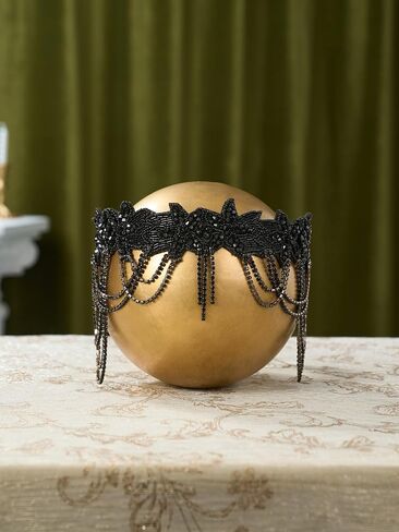 SWEETV 1920s Flapper Headband Vintage Roaring 20s Great Gatsby Headpiece Black Hair Accessories for Women in Saudi Arabia