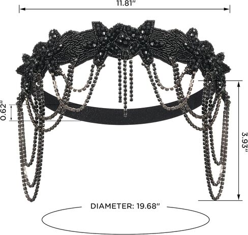 SWEETV 1920s Flapper Headband Vintage Roaring 20s Great Gatsby Headpiece Black Hair Accessories for Women in Saudi Arabia