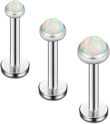 Ruifan أوبال مرصع بالجواهر داخليا الخيوط الفولاذ المقاوم للصدأ Labret مونرو الشفاه الدائري الزنمة اللولب القرط مربط 16 جرام 5/16 "8 مللي متر 3-12 قطعة in Kuwait