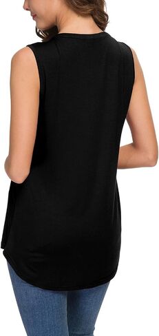 Neineiwu Women's Summer Sleeveless V Neck Casual Tank Tops Blouse Shirts in Kuwait