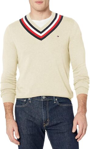 Tommy Hilfiger Men's Stripe V Neck Sweater in Saudi Arabia