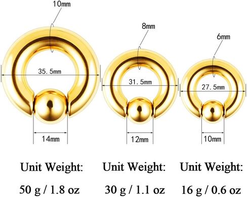 Casvort 2 PCS 316 Stainless Steel Piercing Captive Hoop Rings Tragus Ear Tunnels Ear Hanger Weight Ear Gauges Body Jewelry 2g-00g in Saudi Arabia