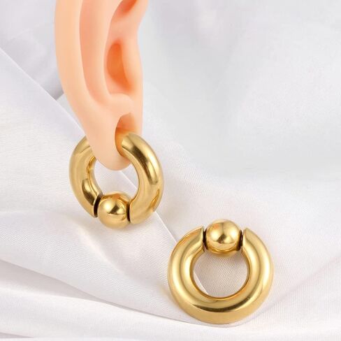 Casvort 2 PCS 316 Stainless Steel Piercing Captive Hoop Rings Tragus Ear Tunnels Ear Hanger Weight Ear Gauges Body Jewelry 2g-00g in Saudi Arabia