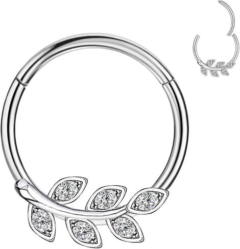 CHARMONLINE 16G 316L Stainless Steel Earring Hoop Cluster CZ Hinged Segment Clicker Daith 8/10mm Inside Diameter Clicker Helix Ear Piercings for Women Men in Kuwait