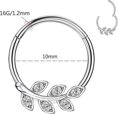 CHARMONLINE 16G 316L Stainless Steel Earring Hoop Cluster CZ Hinged Segment Clicker Daith 8/10mm Inside Diameter Clicker Helix Ear Piercings for Women Men in Kuwait