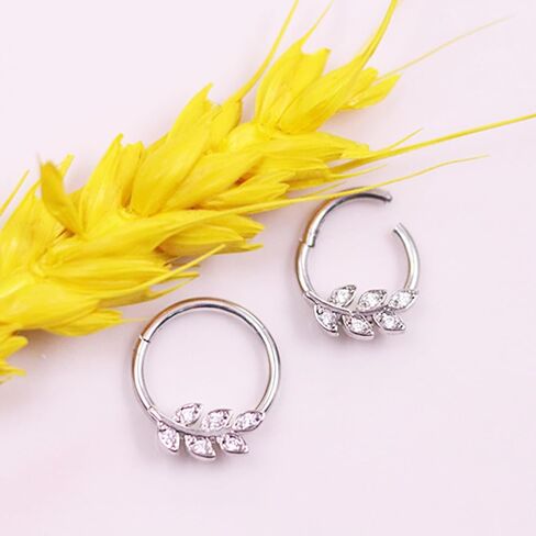 CHARMONLINE 16G 316L Stainless Steel Earring Hoop Cluster CZ Hinged Segment Clicker Daith 8/10mm Inside Diameter Clicker Helix Ear Piercings for Women Men in Kuwait