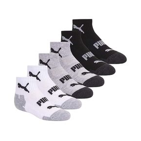 PUMA boys 6 Pack Quarter Crew Socks