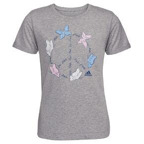 adidas Girls' Short Rolled Sleeve Heather Tee in Kuwait