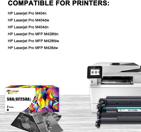 Toner Bank Compatible Toner Cartridge Replacement for HP 58A CF258A CF258X 58X HP Pro M404n M404dn MFP M428fdw M428fdn M428dw M404dw M404 M428 Printer Toner Ink (Black 2-Pack) in Saudi Arabia