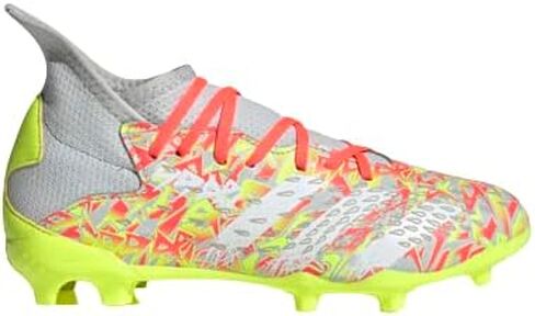 adidas boys Predator Freak.3 Firm Ground Cleats, Clear Grey/Cloud White/Solar Yellow, 5 Big Kid in Saudi Arabia