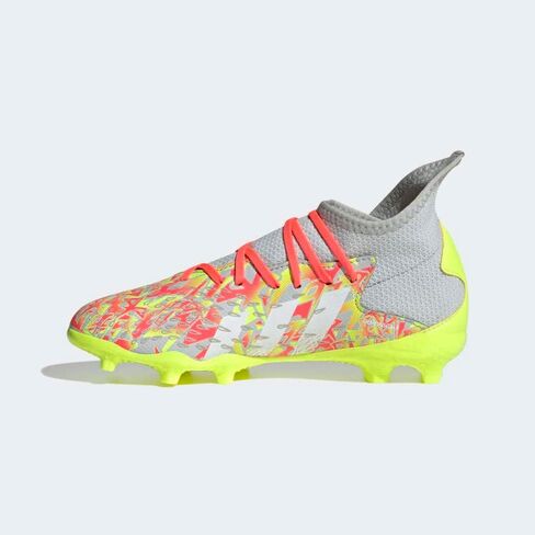 adidas boys Predator Freak.3 Firm Ground Cleats, Clear Grey/Cloud White/Solar Yellow, 5 Big Kid in Saudi Arabia