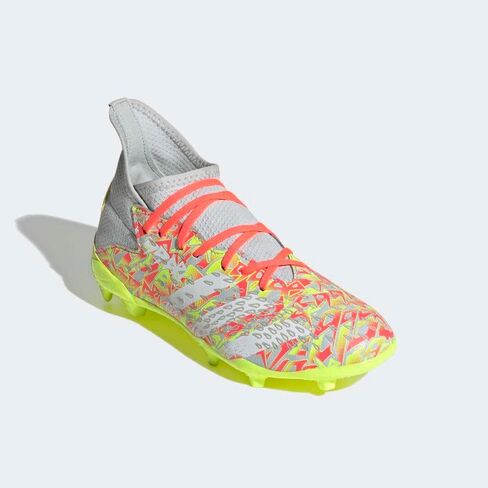 adidas boys Predator Freak.3 Firm Ground Cleats, Clear Grey/Cloud White/Solar Yellow, 5 Big Kid in Saudi Arabia