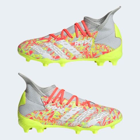 adidas boys Predator Freak.3 Firm Ground Cleats, Clear Grey/Cloud White/Solar Yellow, 5 Big Kid in Saudi Arabia