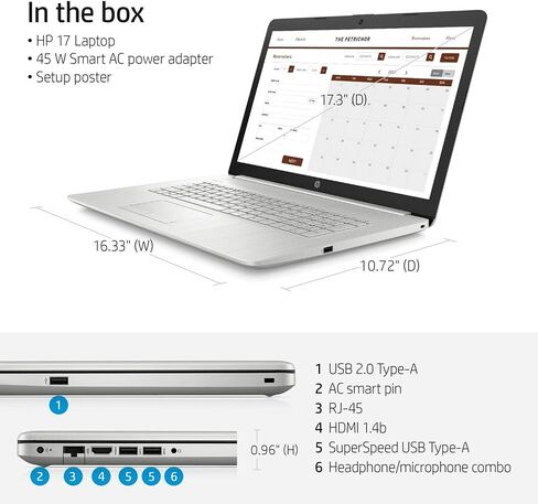 2022 Newest HP Notebook Laptop, 17.3" Full HD Non-Touch Display, 11th Gen Intel Core i5-1135G7 Processor, 16GB RAM, 256GB SSD + 1TB HDD, Backlit Keyboard, Webcam, HDMI, Wi-Fi, Windows 11 Home, Silver in Saudi Arabia