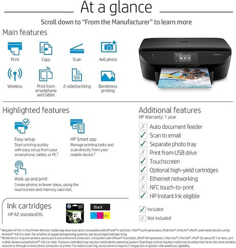 HP Envy 5660 Wireless All-in-One Photo Printer with Mobile Printing, HP Instant Ink or Amazon Dash replenishment ready (F8B04A) in Saudi Arabia