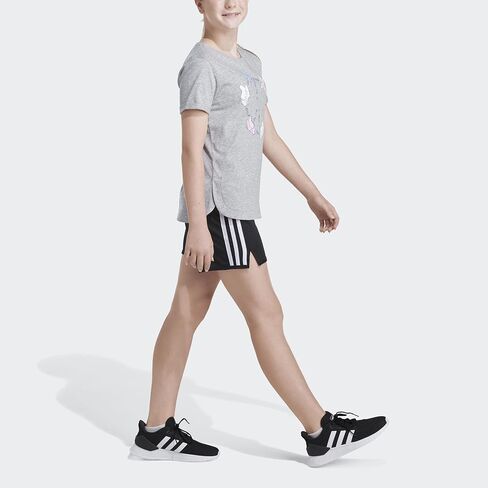 adidas Girls' Short Rolled Sleeve Heather Tee in Kuwait