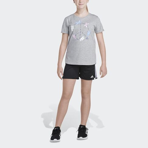 adidas Girls' Short Rolled Sleeve Heather Tee in Kuwait