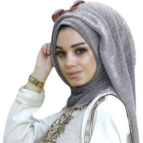 وشاح Adela للسيدات خفيف الوزن بعمامة إسلامية وحجاب ووشاح طويل وشال ملفوف