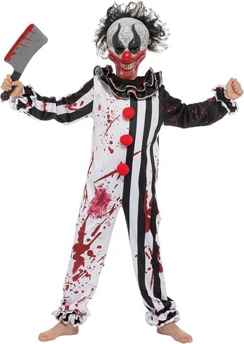 زي المهرج القاتل من Spooktacular Creations Boy Bleeding Killer Clown، زي المهرج المرعب لحفلات الهالوين، حفلة ذات طابع مخيف، لعب دور المهرج القاتل - مقاس M in Saudi Arabia