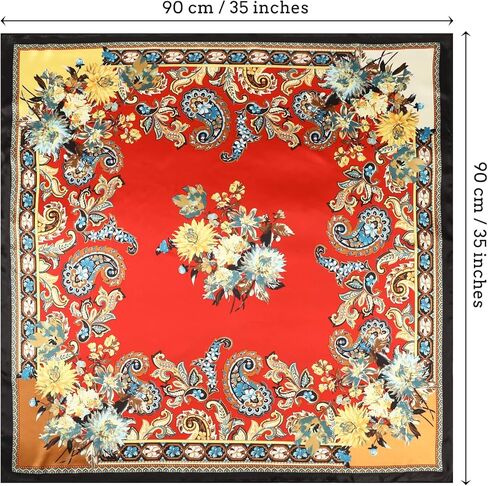 CHLINS 35" Satin Square Hair Scarf Bandanas 3Pcs Large Silk Head Scarves Lightweight Satin Hair Kerchief Sleeping Hair Wraps in Kuwait