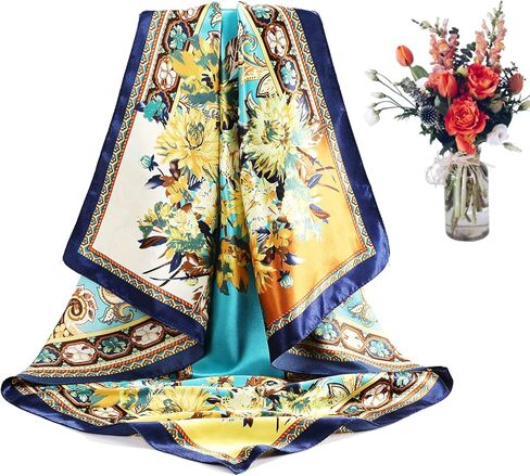 CHLINS 35" Satin Square Hair Scarf Bandanas 3Pcs Large Silk Head Scarves Lightweight Satin Hair Kerchief Sleeping Hair Wraps in Kuwait