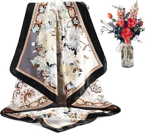 CHLINS 35" Satin Square Hair Scarf Bandanas 3Pcs Large Silk Head Scarves Lightweight Satin Hair Kerchief Sleeping Hair Wraps in Kuwait