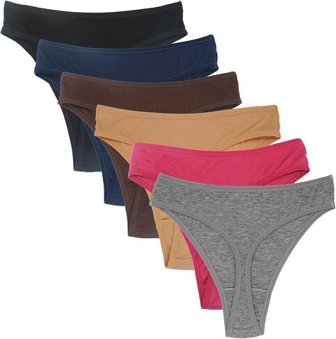 Yuamose Cotton Thongs Underwear For Women High Wiasted Plus & Regular Size Tummy Control Underwear Panties Multiple Pack in Kuwait