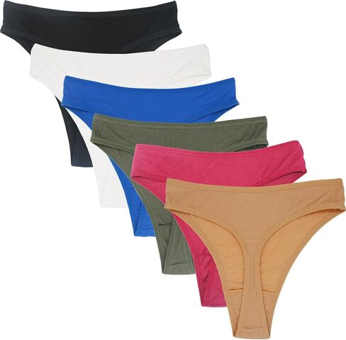 Yuamose Cotton Thongs Underwear For Women High Wiasted Plus & Regular Size Tummy Control Underwear Panties Multiple Pack in Kuwait