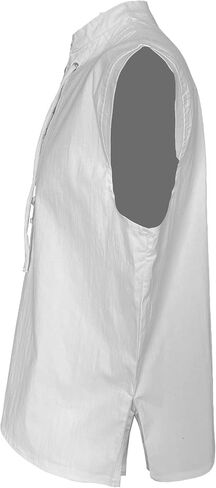 COSHARO Men Renasissance Top Black Medieval Viking Sleeveless Shirt White Linen Pirate Victorian Tunic Top for Men in Saudi Arabia