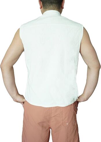 COSHARO Men Renasissance Top Black Medieval Viking Sleeveless Shirt White Linen Pirate Victorian Tunic Top for Men in Saudi Arabia