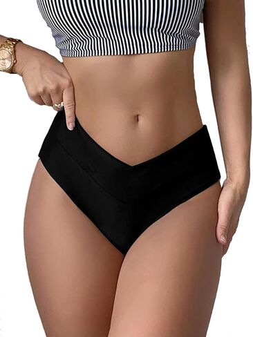 YELAIVP Women's V Cut Bikini Bottom Cheeky High Waisted High Cut Swimsuit Bathing Suit Bottoms in Kuwait